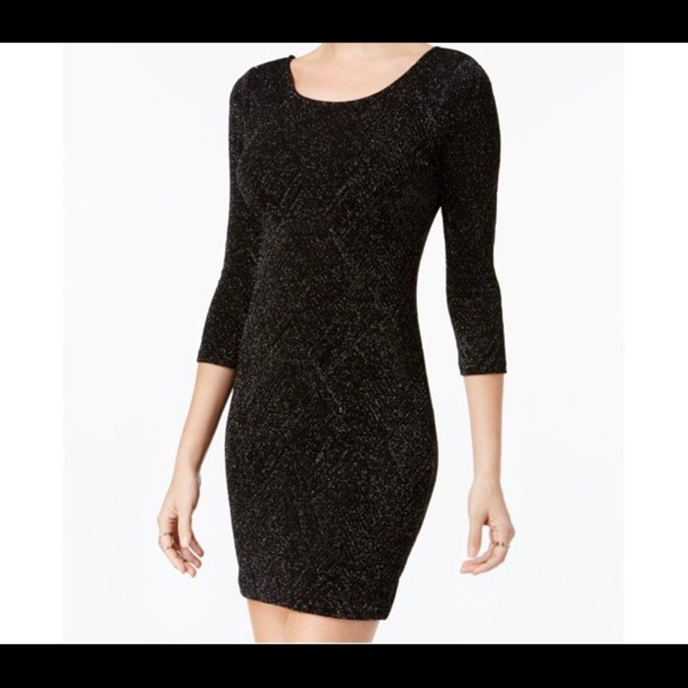 Trixxi Black Shimmer Open Back Metallic Dress Size 13 Medium little black dress